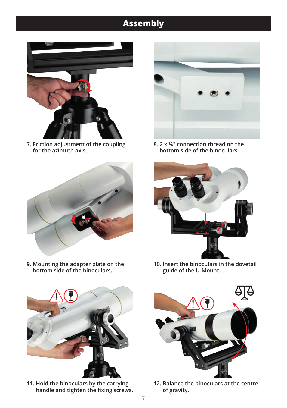 Assembly | Explore Scientific BT-70 SF Giant Binoculars User Manual | Page 7 / 12