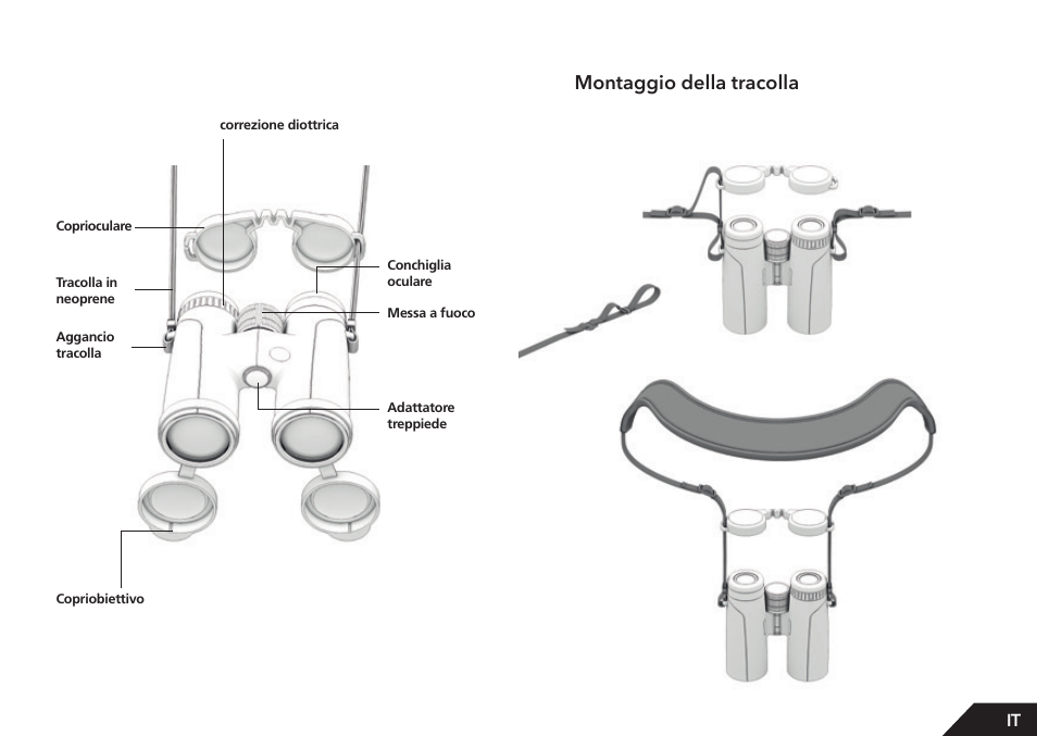 Montaggio della tracolla | GPO USA 8x42 Passion ED Binocular (Black) User Manual | Page 22 / 61