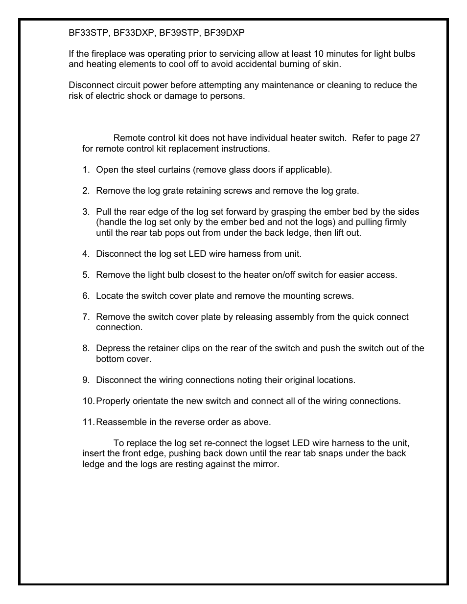 Dimplex BF39STP/DXP User Manual | Page 11 / 27
