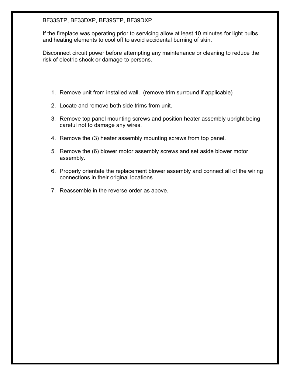 Dimplex BF39STP/DXP User Manual | Page 22 / 27