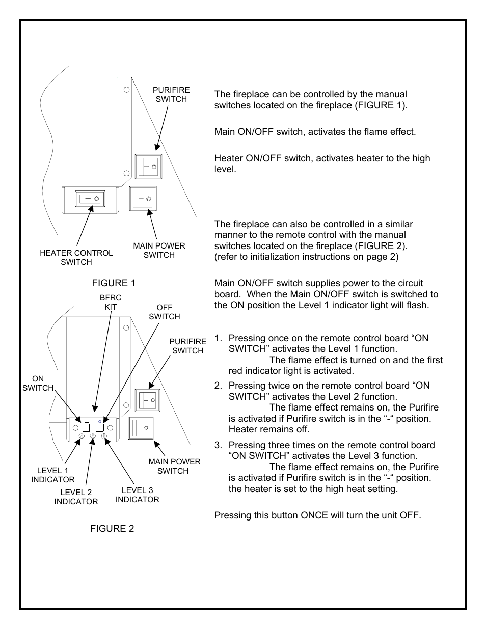 Operation, Manual controls (without remote option), Manual controls (with remote option) | Dimplex BF39STP/DXP User Manual | Page 3 / 27