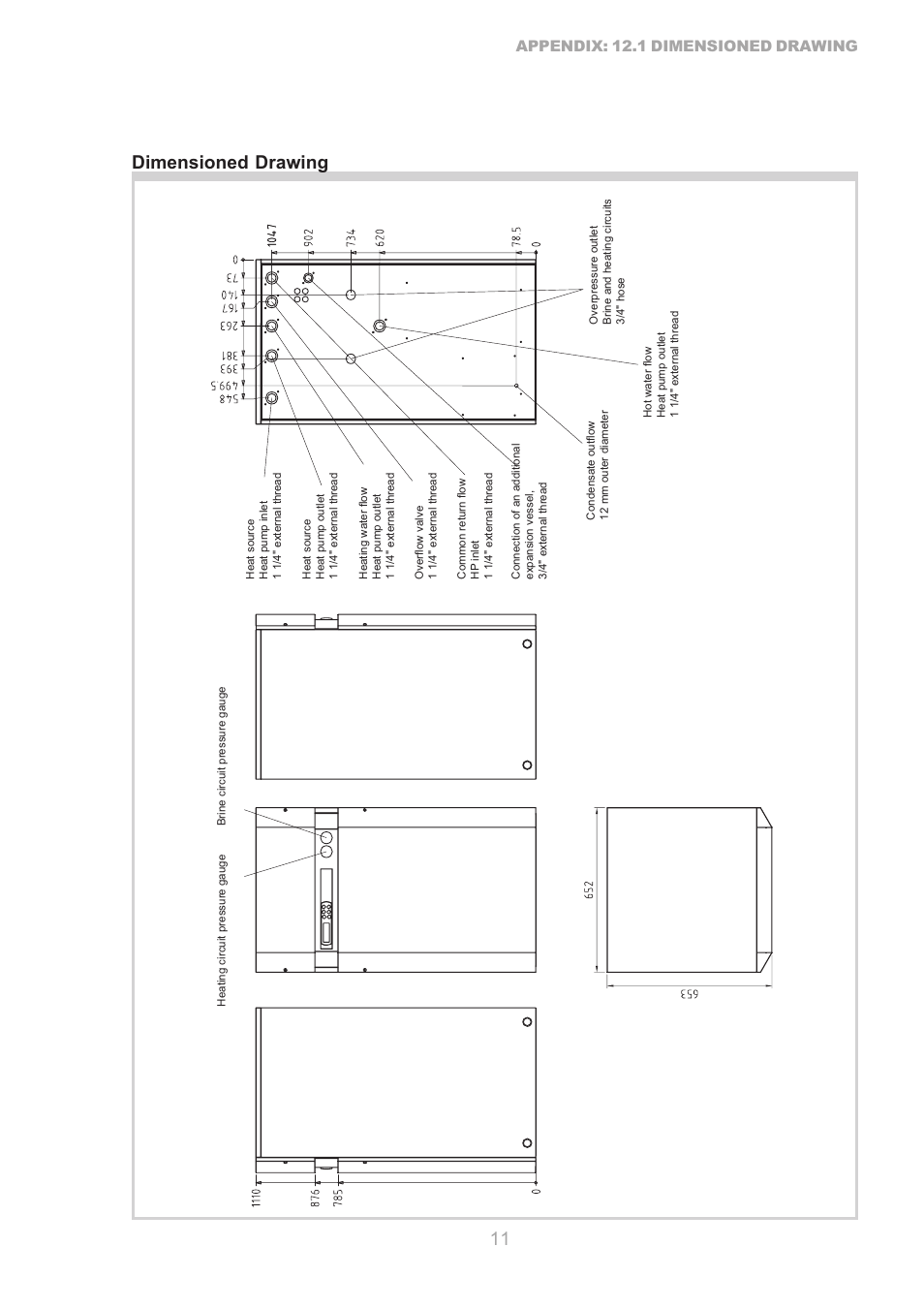 Dimensioned drawing, 1 maßbilder, Appendix: 12.1 dimensioned drawing | Dimplex S1 7KS User Manual | Page 11 / 24