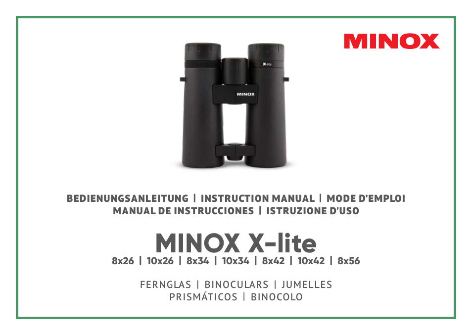 Minox 8x33 X-active Binoculars User Manual | 27 pages