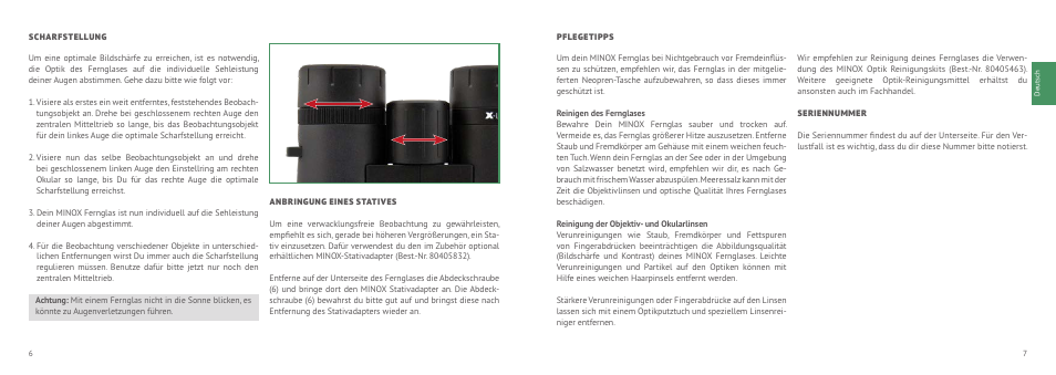 Minox 8x33 X-active Binoculars User Manual | Page 4 / 27