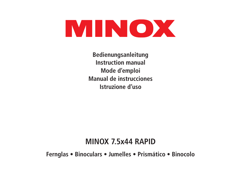 Minox 7.5x44 RAPID Binoculars User Manual | 37 pages