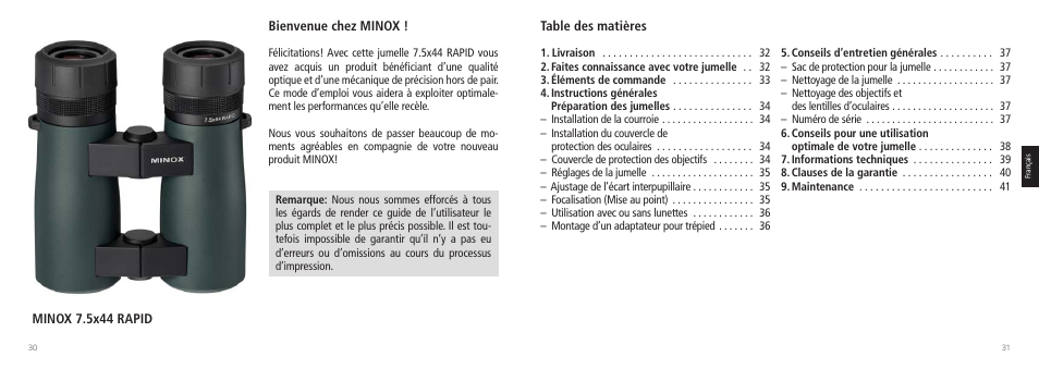 Minox 7.5x44 RAPID Binoculars User Manual | Page 16 / 37
