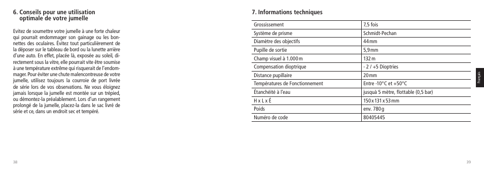 Informations techniques | Minox 7.5x44 RAPID Binoculars User Manual | Page 20 / 37