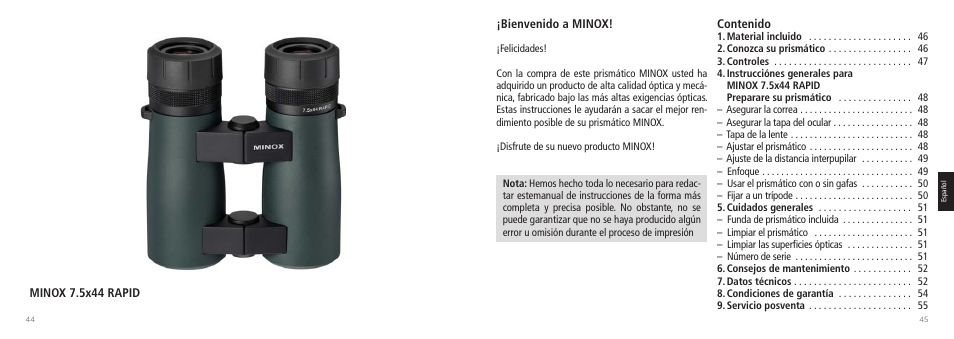 Minox 7.5x44 RAPID Binoculars User Manual | Page 23 / 37
