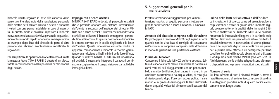 Suggerimenti generali per la manutenzione | Minox 7.5x44 RAPID Binoculars User Manual | Page 33 / 37