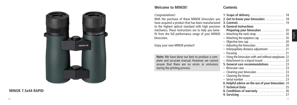 Minox 7.5x44 RAPID Binoculars User Manual | Page 9 / 37