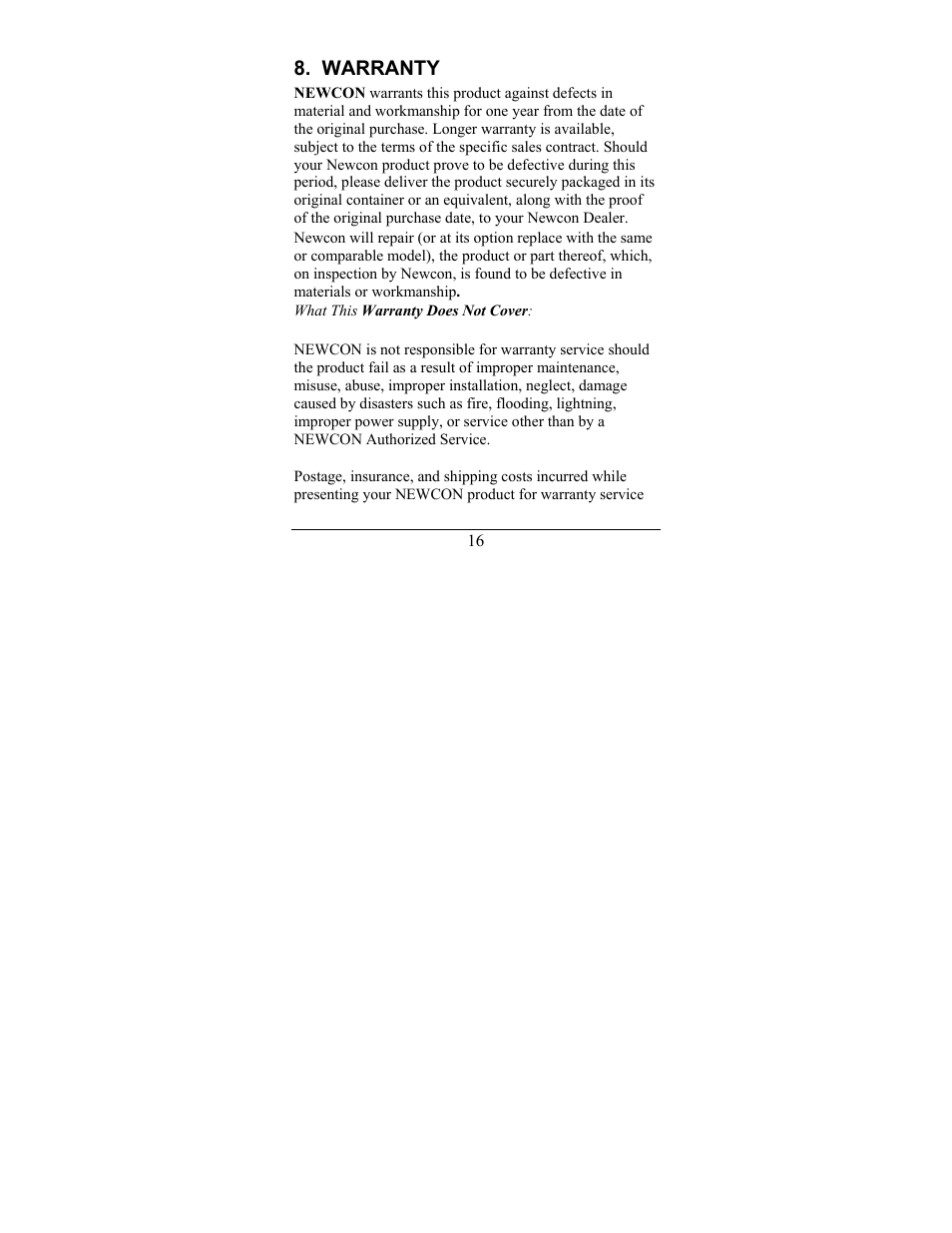 Warranty | Newcon Optik 8x30 AN Military Binoculars with M22 Reticle User Manual | Page 19 / 24