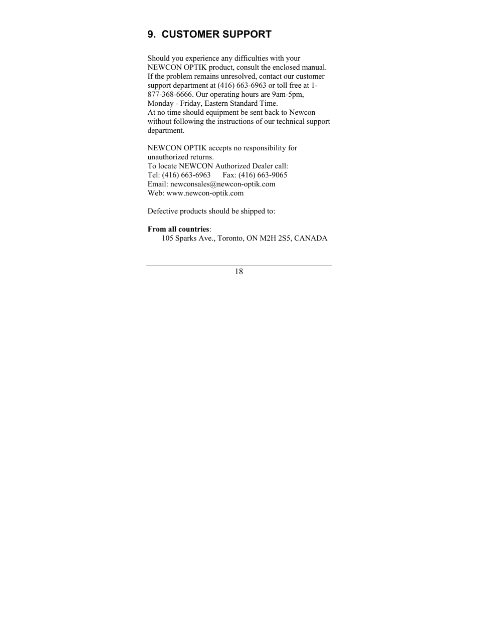 Customer support | Newcon Optik 8x30 AN Military Binoculars with M22 Reticle User Manual | Page 21 / 24