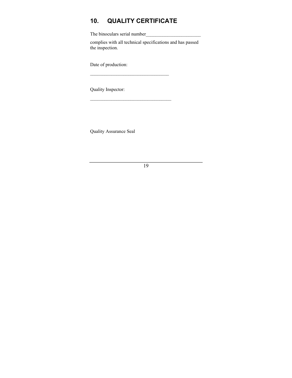 Quality certificate | Newcon Optik 8x30 AN Military Binoculars with M22 Reticle User Manual | Page 22 / 24