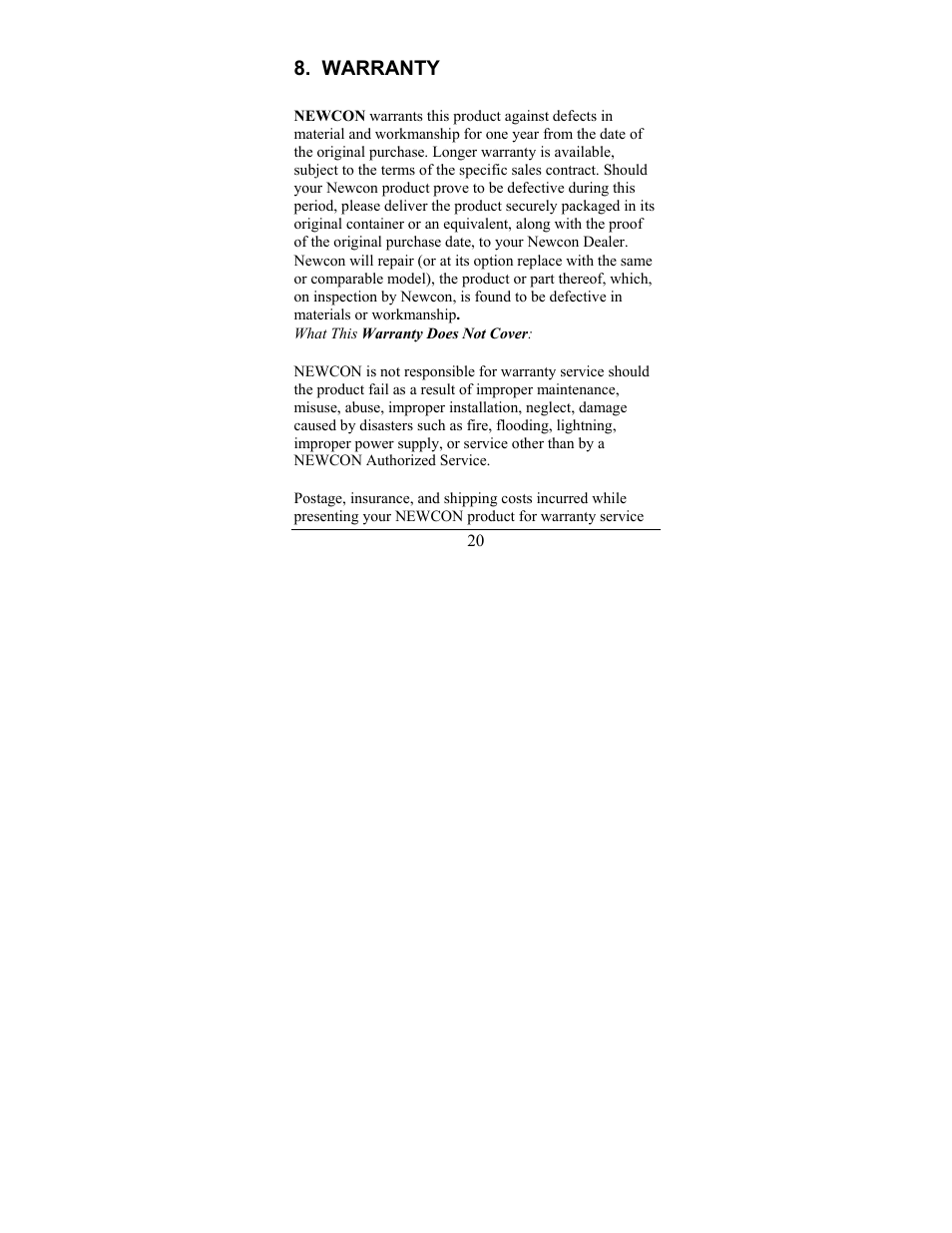 Warranty | Newcon Optik 7x50 AN Binoculars with Compass and Reticle User Manual | Page 23 / 28