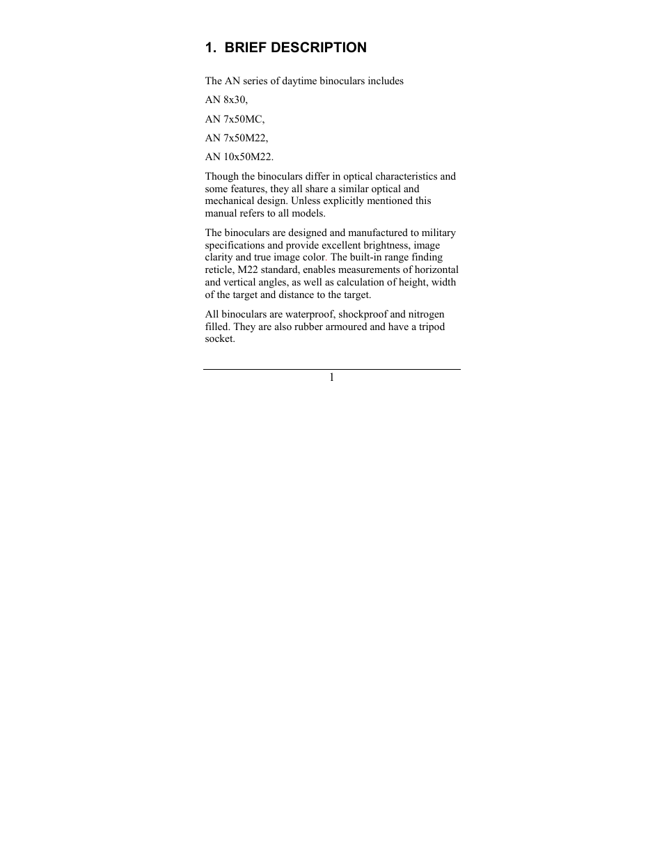 Brief description | Newcon Optik 7x50 AN Binoculars with Compass and Reticle User Manual | Page 4 / 28