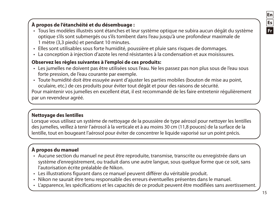 Nikon PROSTAFF P7 8x42 Binoculars User Manual | Page 15 / 16