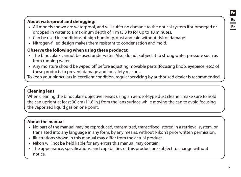 Nikon PROSTAFF P7 8x42 Binoculars User Manual | Page 7 / 16