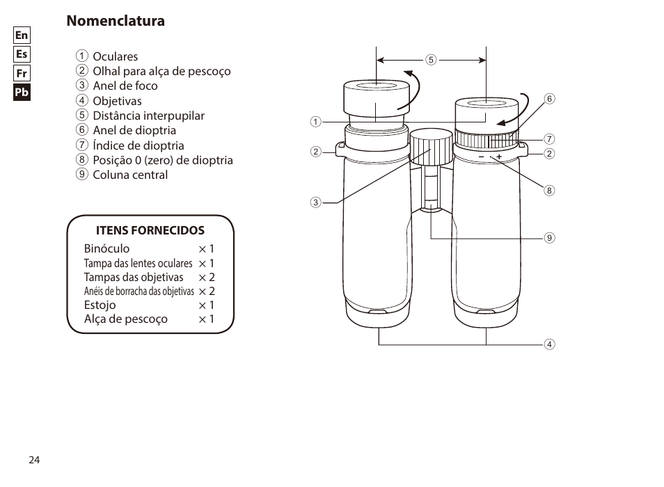 Português brasileiro, Nomenclatura | Nikon 8x42 Monarch HG Binoculars User Manual | Page 24 / 32