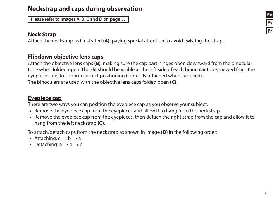 Neckstrap and caps during observation | Nikon 12x42 Monarch M5 Binoculars (Black) User Manual | Page 5 / 16