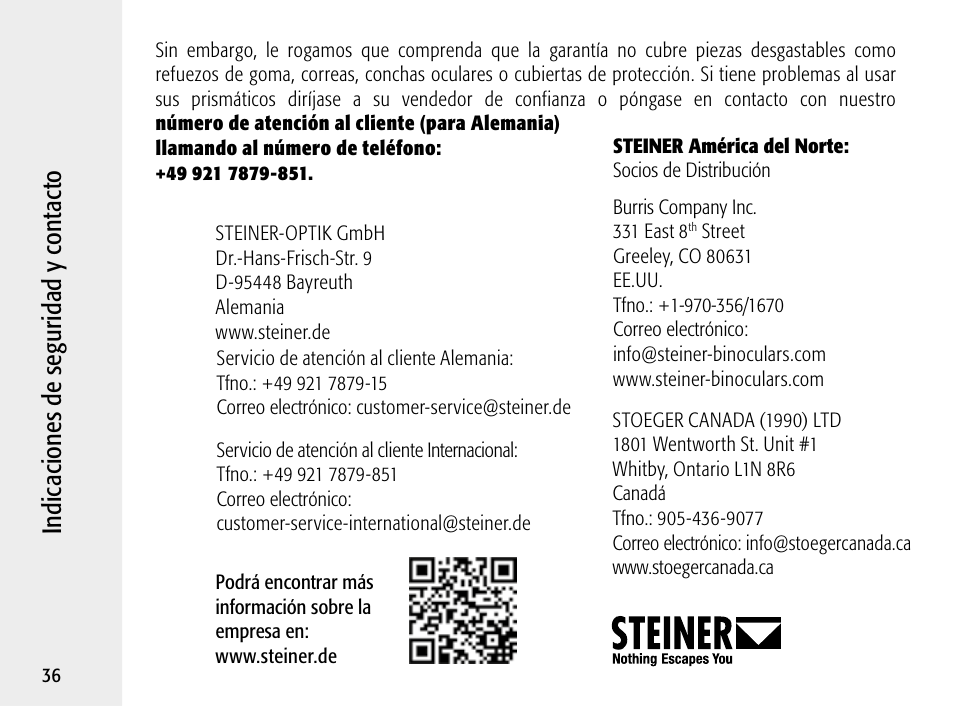 Steiner Optik 8x30 Military/Marine Binoculars User Manual | Page 38 / 46