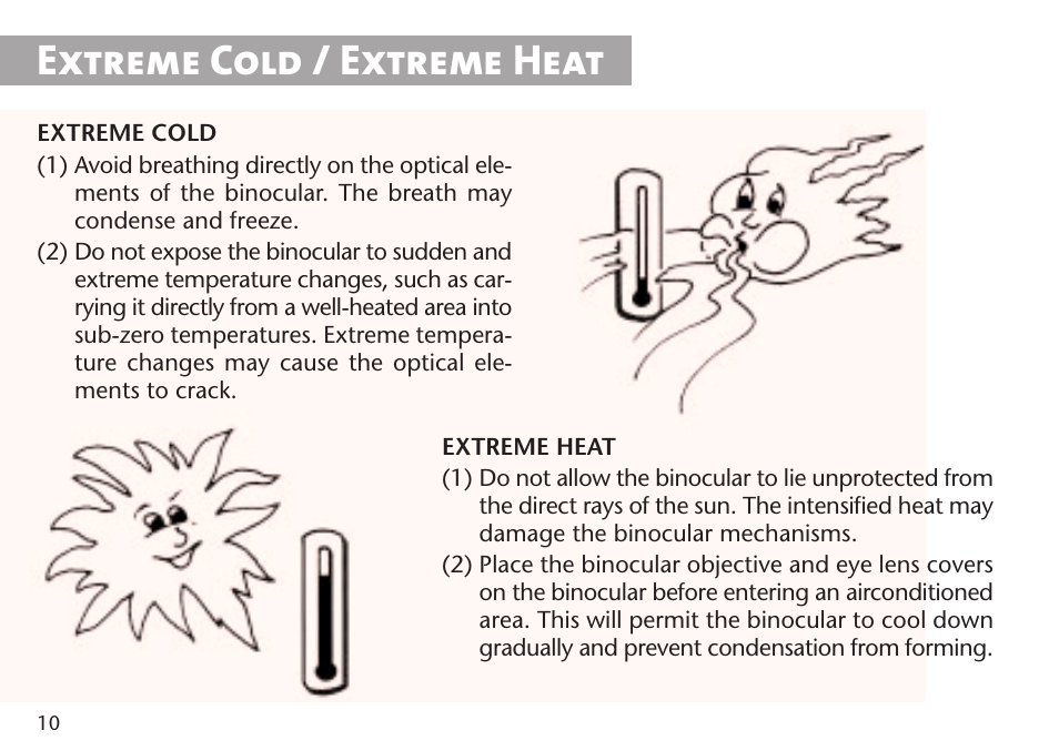 Extreme cold / extreme heat | Steiner Optik 15x80 M1580c Military Binoculars (Compass) User Manual | Page 10 / 16