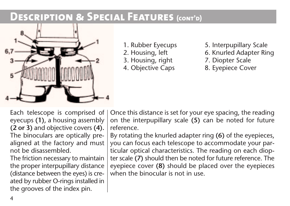 Description & special features | Steiner Optik 15x80 M1580c Military Binoculars (Compass) User Manual | Page 4 / 16