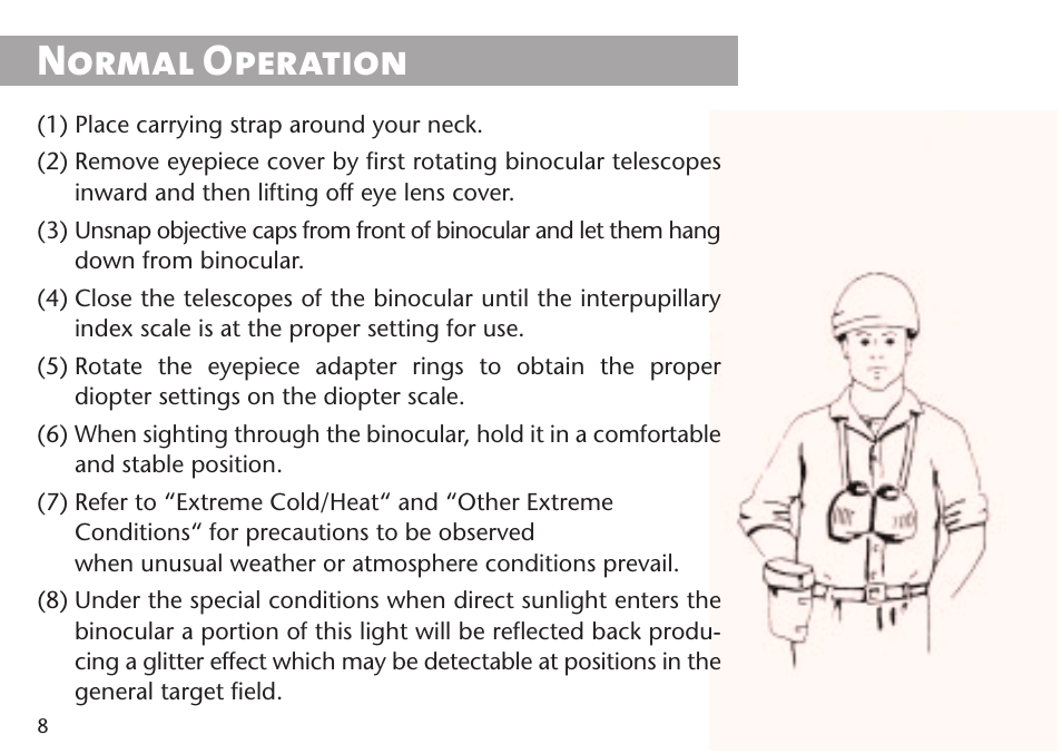 Normal operation | Steiner Optik 15x80 M1580c Military Binoculars (Compass) User Manual | Page 8 / 16