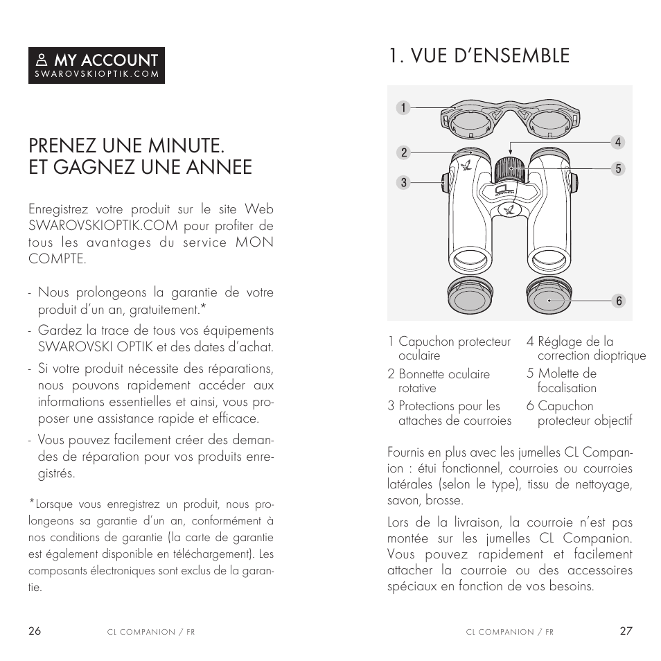 Vue d’ensemble, Prenez une minute. et gagnez une annee | Swarovski Optik 8x30 CL Companion Binocular (Anthracite, Wild Nature Accessories Package) User Manual | Page 14 / 63