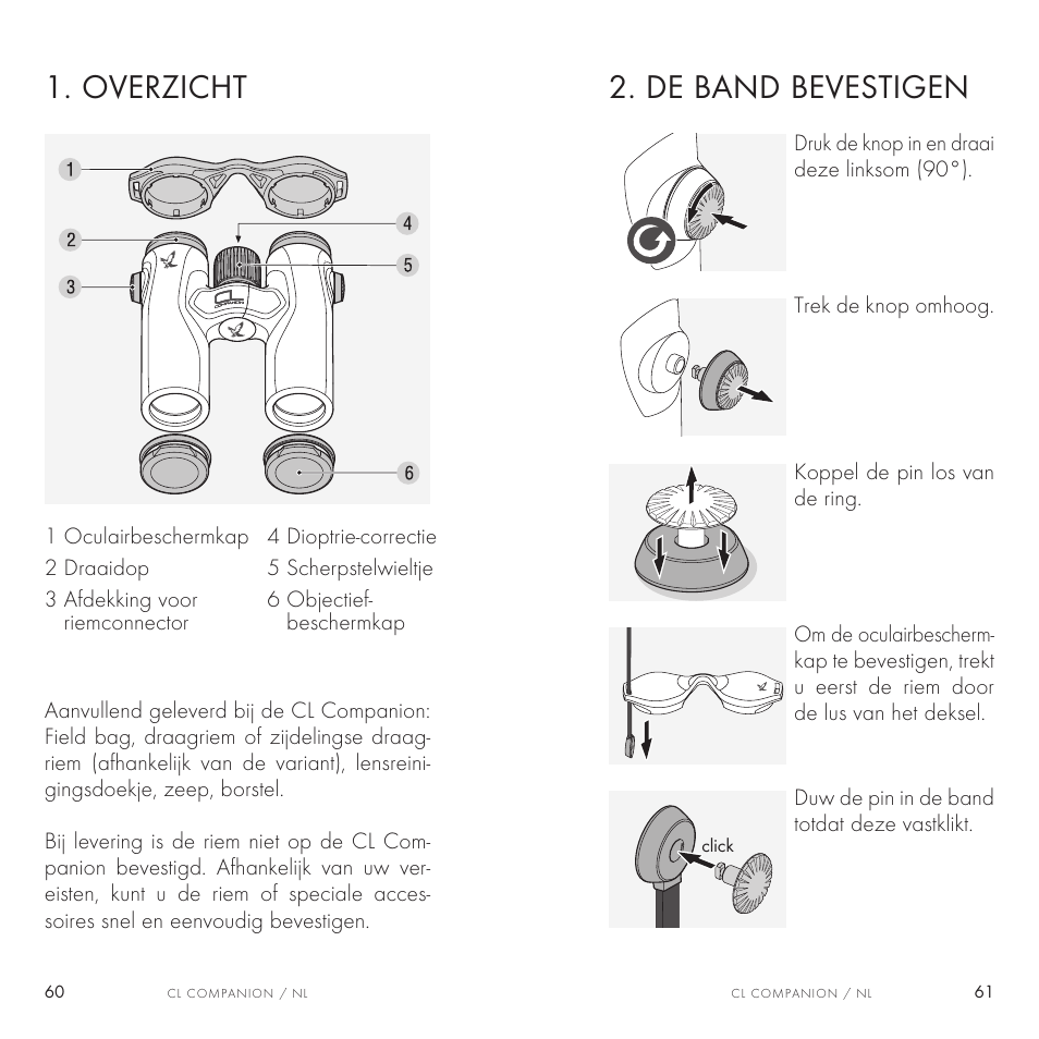 Overzicht, De band bevestigen | Swarovski Optik 8x30 CL Companion Binocular (Anthracite, Wild Nature Accessories Package) User Manual | Page 31 / 63