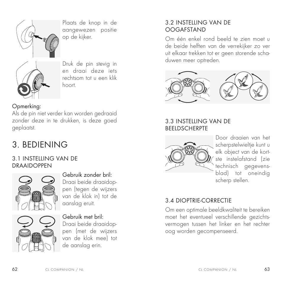 Bediening | Swarovski Optik 8x30 CL Companion Binocular (Anthracite, Wild Nature Accessories Package) User Manual | Page 32 / 63