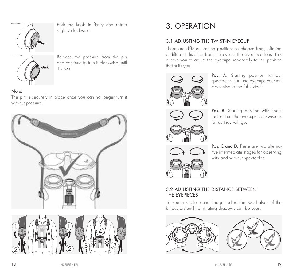 Operation | Swarovski Optik 10x32 NL Pure Binoculars (Burnt Orange) User Manual | Page 3 / 6