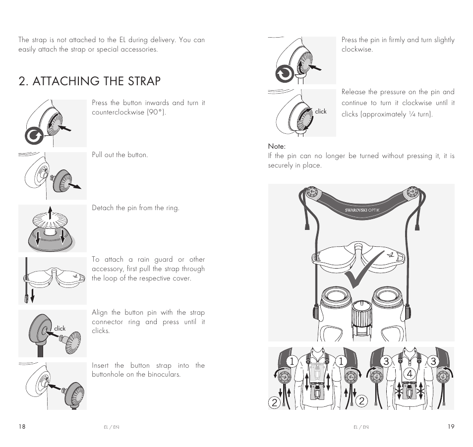 Attaching the strap | Swarovski Optik 10x42 EL Binoculars User Manual | Page 10 / 67