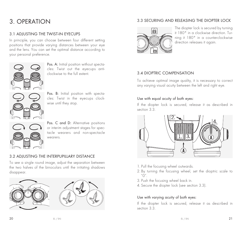 Operation | Swarovski Optik 10x42 EL Binoculars User Manual | Page 11 / 67