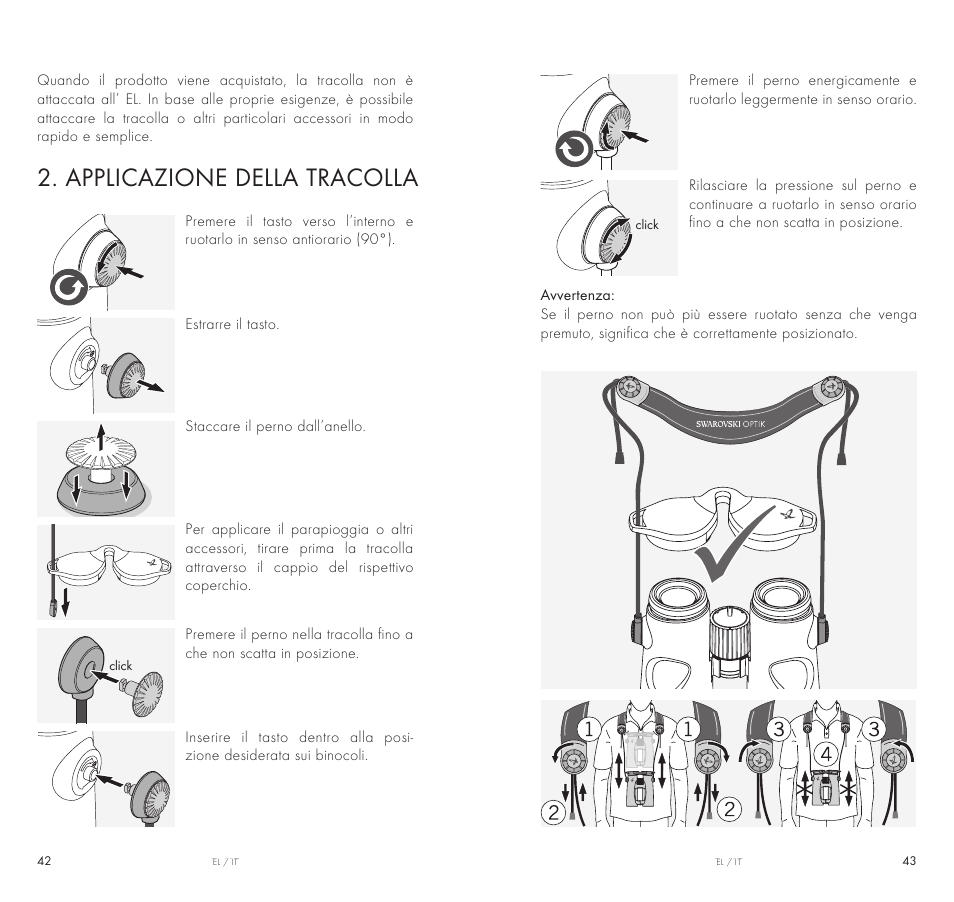 Applicazione della tracolla | Swarovski Optik 10x42 EL Binoculars User Manual | Page 22 / 67