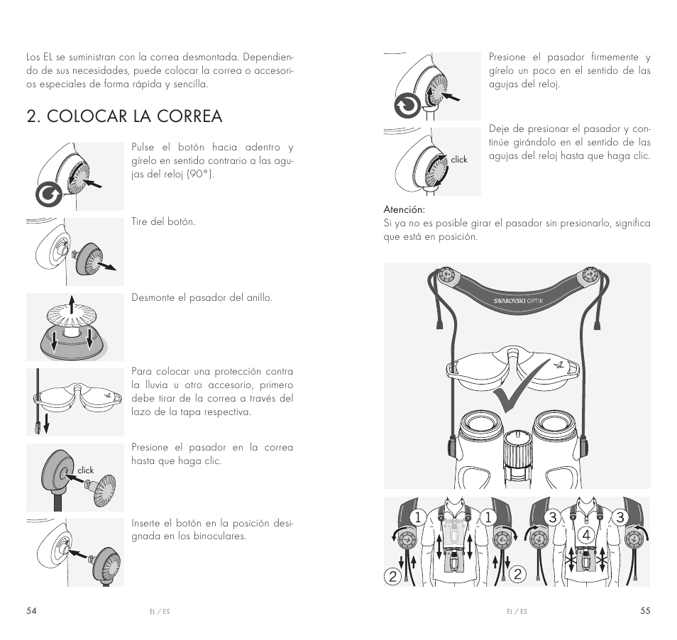 Colocar la correa | Swarovski Optik 10x42 EL Binoculars User Manual | Page 28 / 67