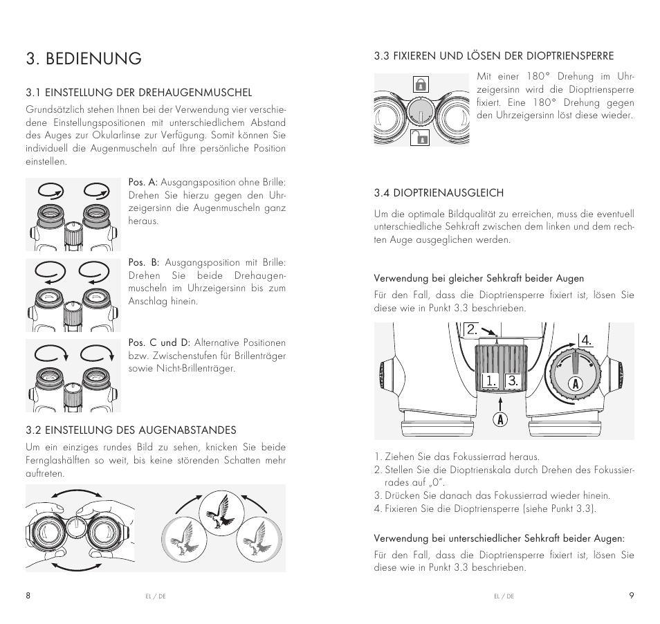 Bedienung | Swarovski Optik 10x42 EL Binoculars User Manual | Page 5 / 67