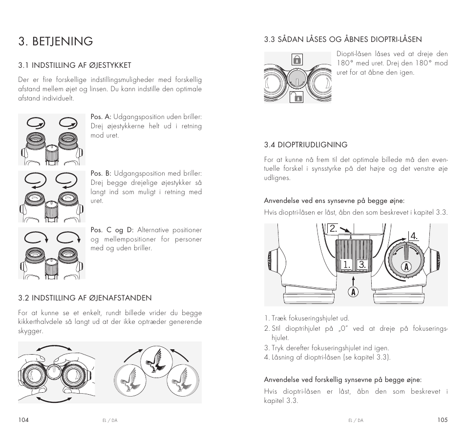 Betjening | Swarovski Optik 10x42 EL Binoculars User Manual | Page 53 / 67