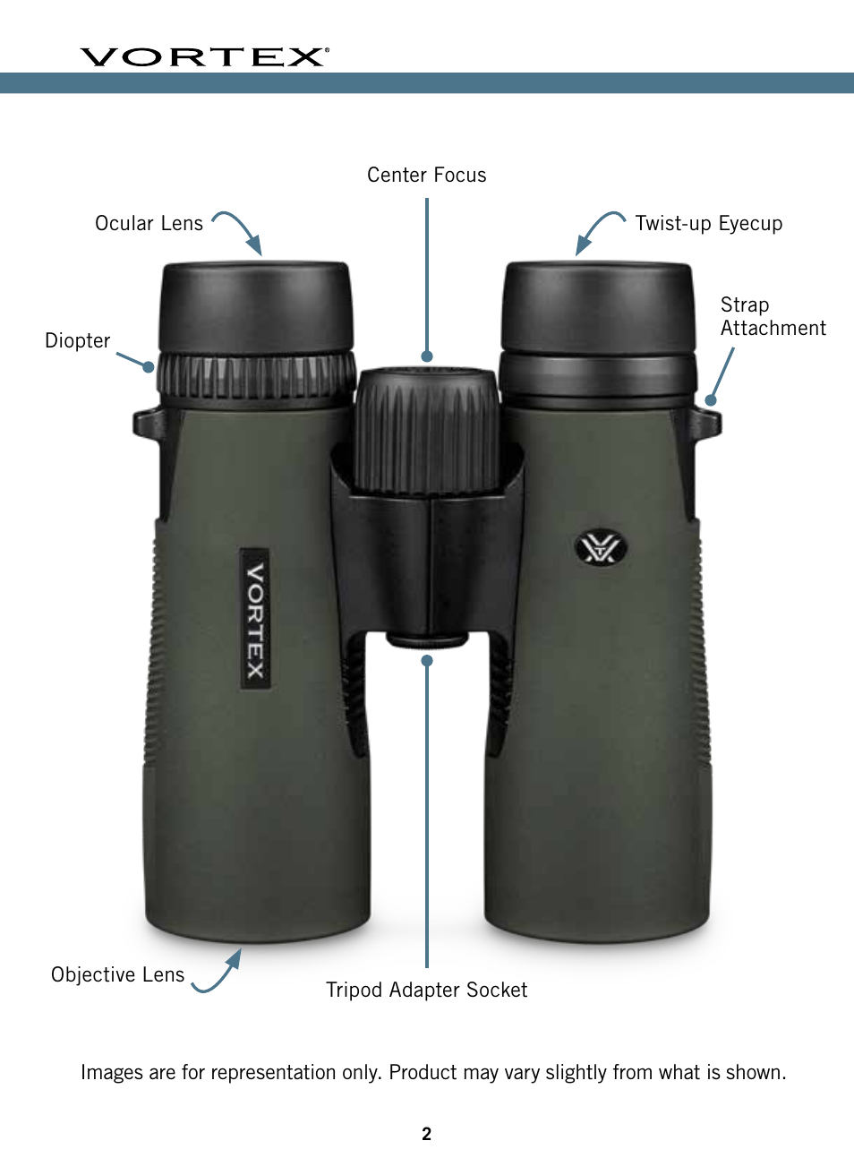 Vortex Optics 10x32 Diamondback HD Binoculars User Manual | Page 2 / 12