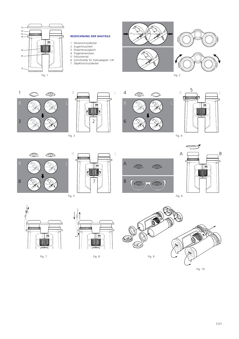 Carl Zeiss 10x40 SFL Binoculars User Manual | Page 2 / 57