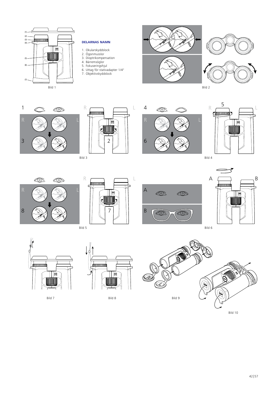 Carl Zeiss 10x40 SFL Binoculars User Manual | Page 42 / 57