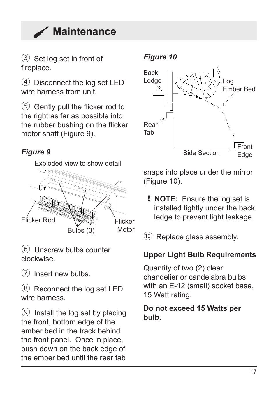 Maintenance | Dimplex DF3033ST User Manual | Page 17 / 23