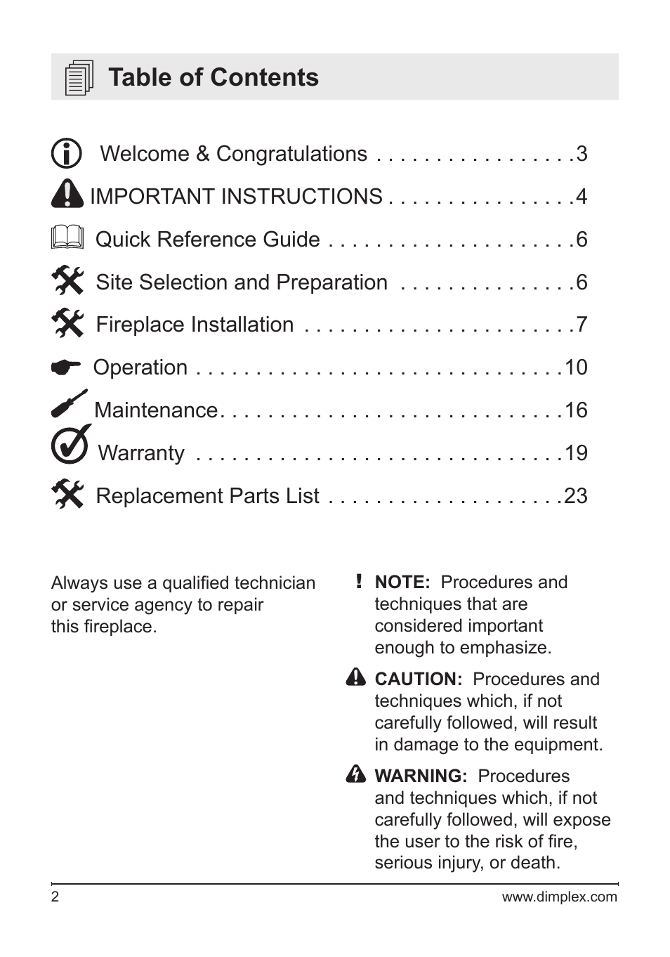 Dimplex DF3033ST User Manual | Page 2 / 23