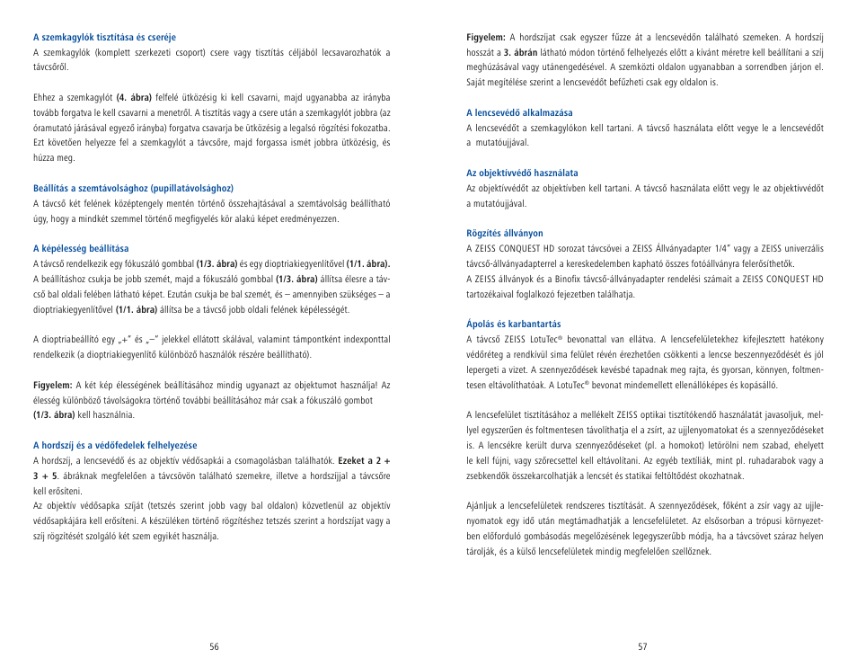 Carl Zeiss 8x56 Conquest HD Binoculars User Manual | Page 30 / 54