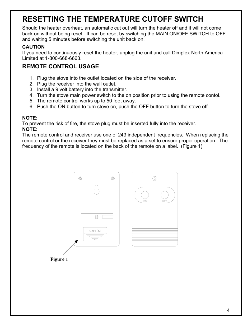 Resetting the temperature cutoff switch | Dimplex ELECTRIC STOVE User Manual | Page 7 / 11
