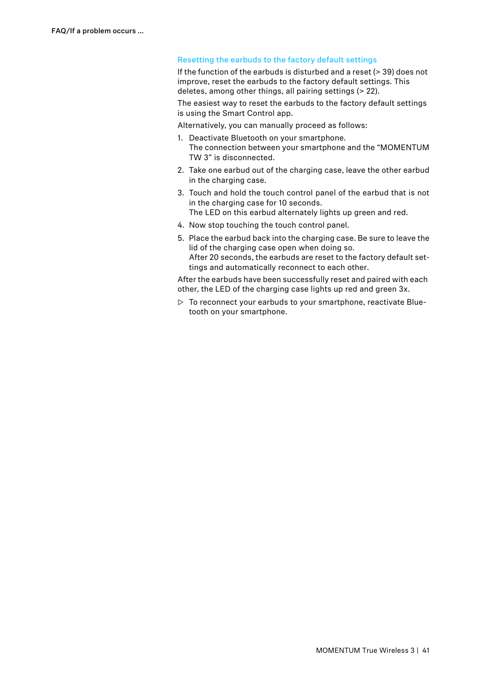 Sennheiser MOMENTUM True Wireless 3 Noise-Canceling In-Ear Headphones (Graphite) User Manual | Page 41 / 46