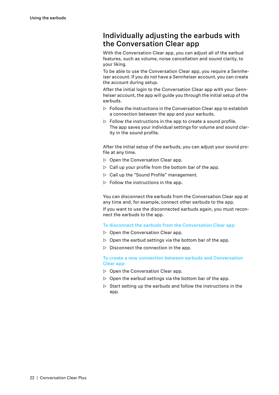 Sennheiser Conversation ClearPlus True Wireless ANC Speech Enhancer User Manual | Page 22 / 42
