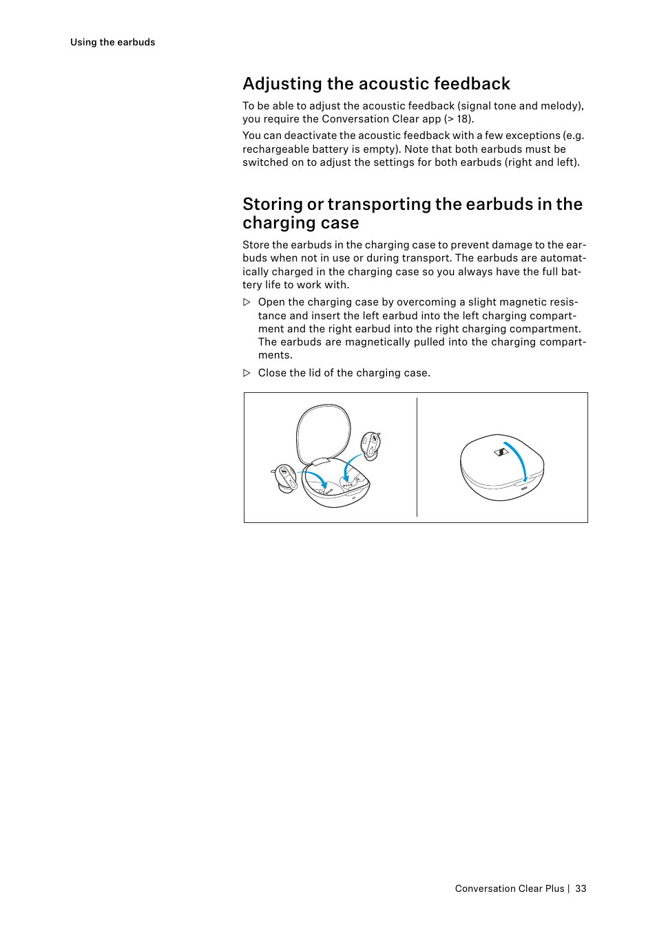 Adjusting the acoustic feedback | Sennheiser Conversation ClearPlus True Wireless ANC Speech Enhancer User Manual | Page 33 / 42