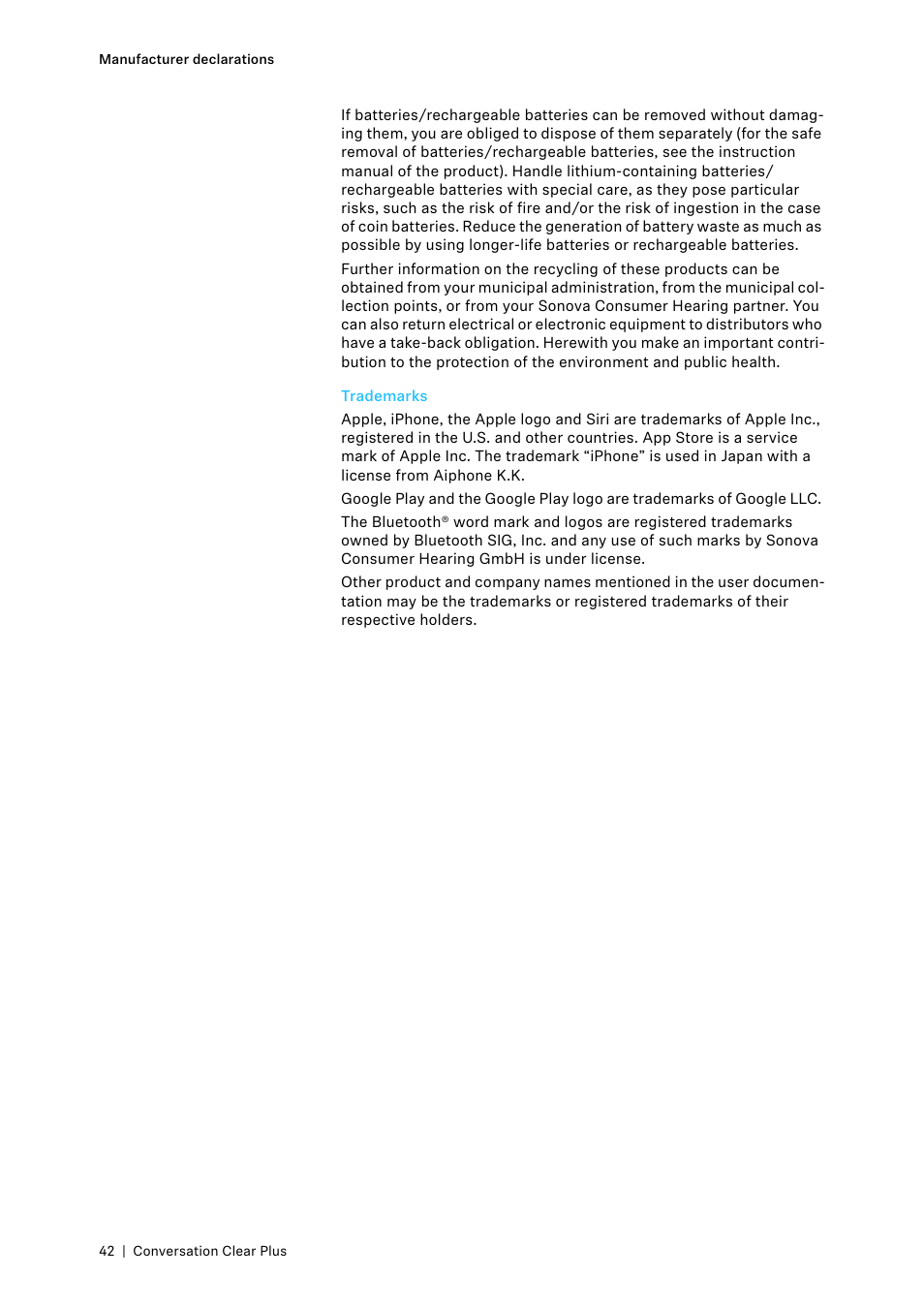 Trademarks | Sennheiser Conversation ClearPlus True Wireless ANC Speech Enhancer User Manual | Page 42 / 42