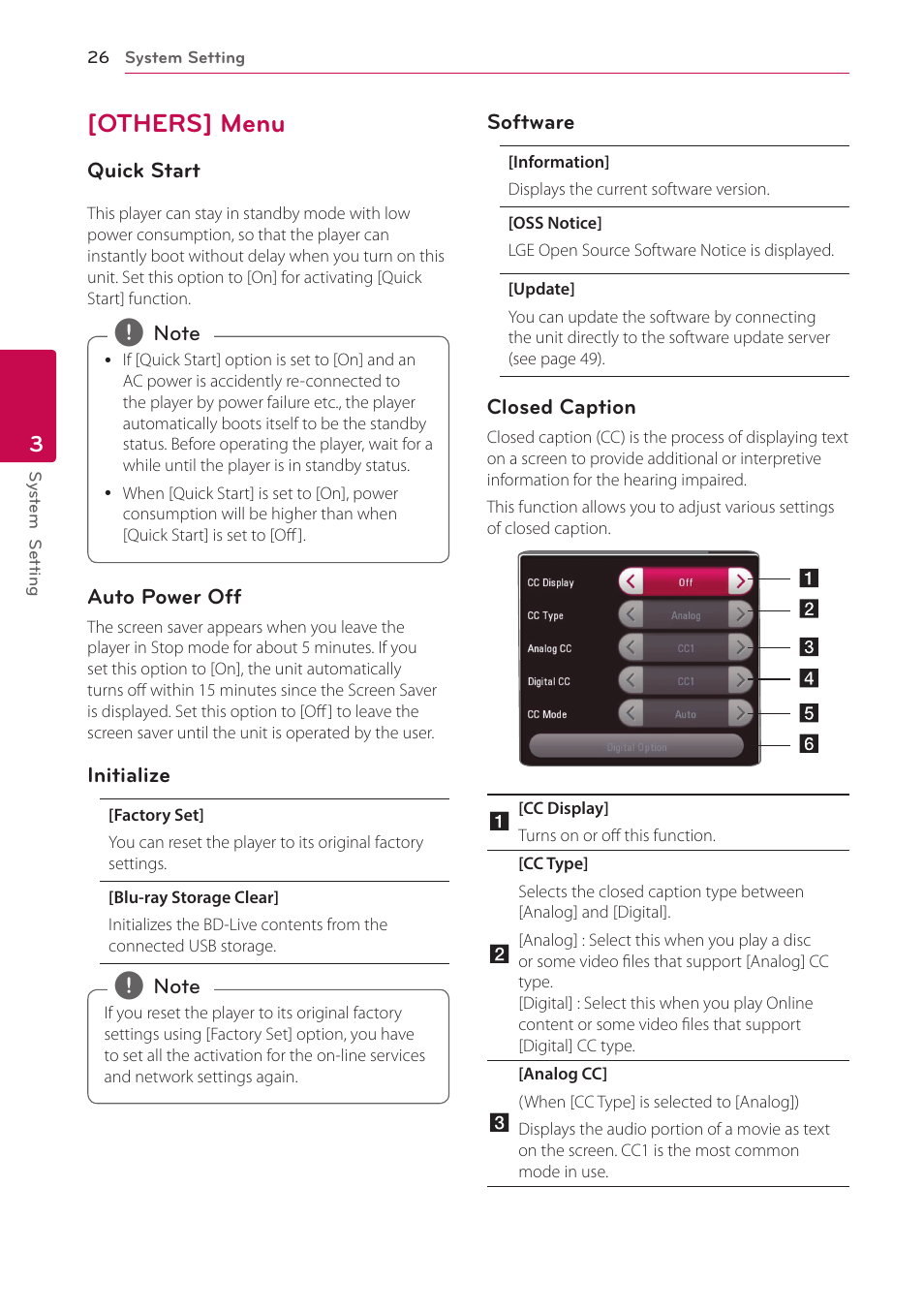 Others] menu, 26 – [others] menu | LG BP350 Blu-ray Disc Player with Wi-Fi User Manual | Page 26 / 62