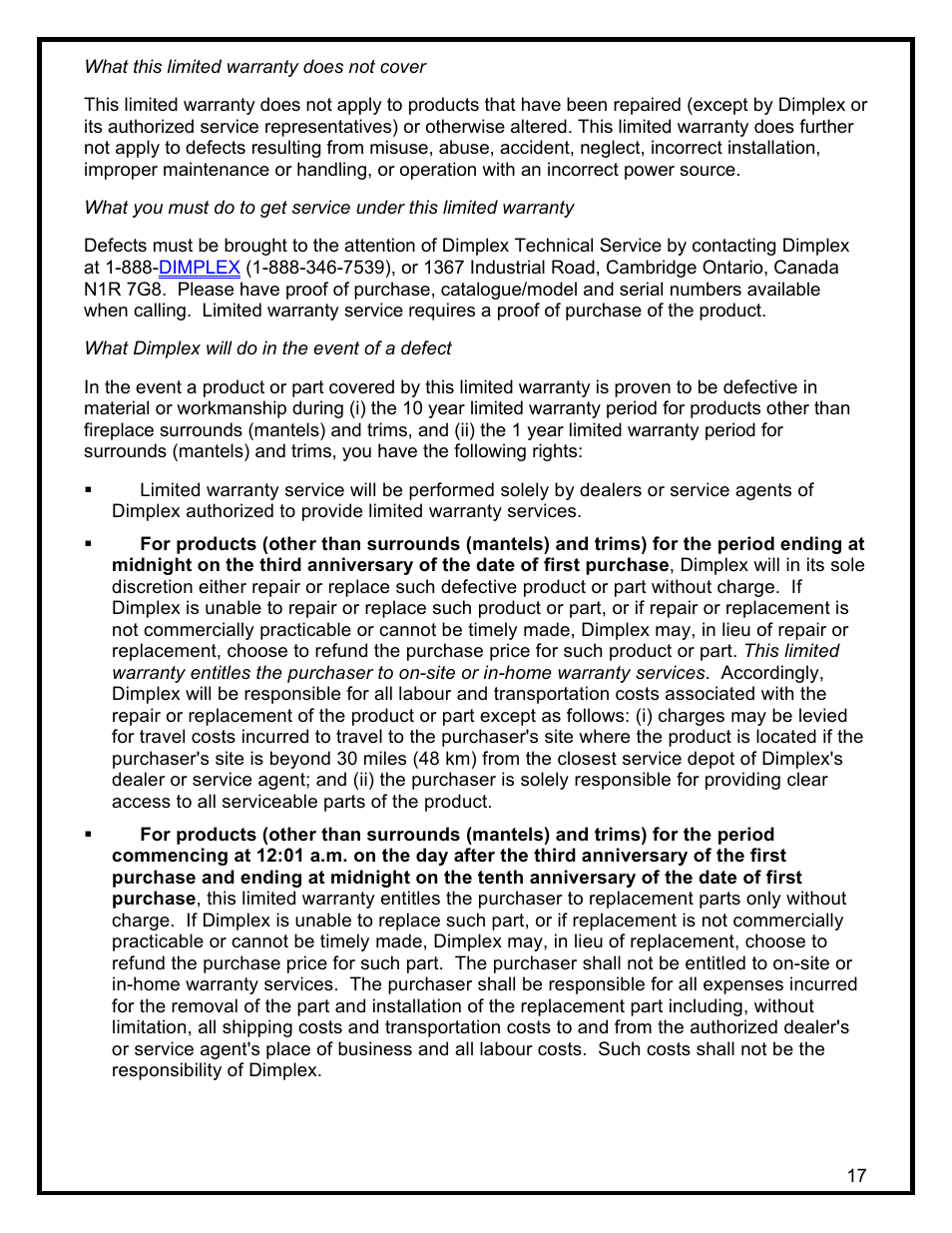 Dimplex DF3215 User Manual | Page 19 / 20